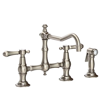 Newport Brass Kitchen Bridge Faucet With Side Spray in Antique Nickel 9462-15A